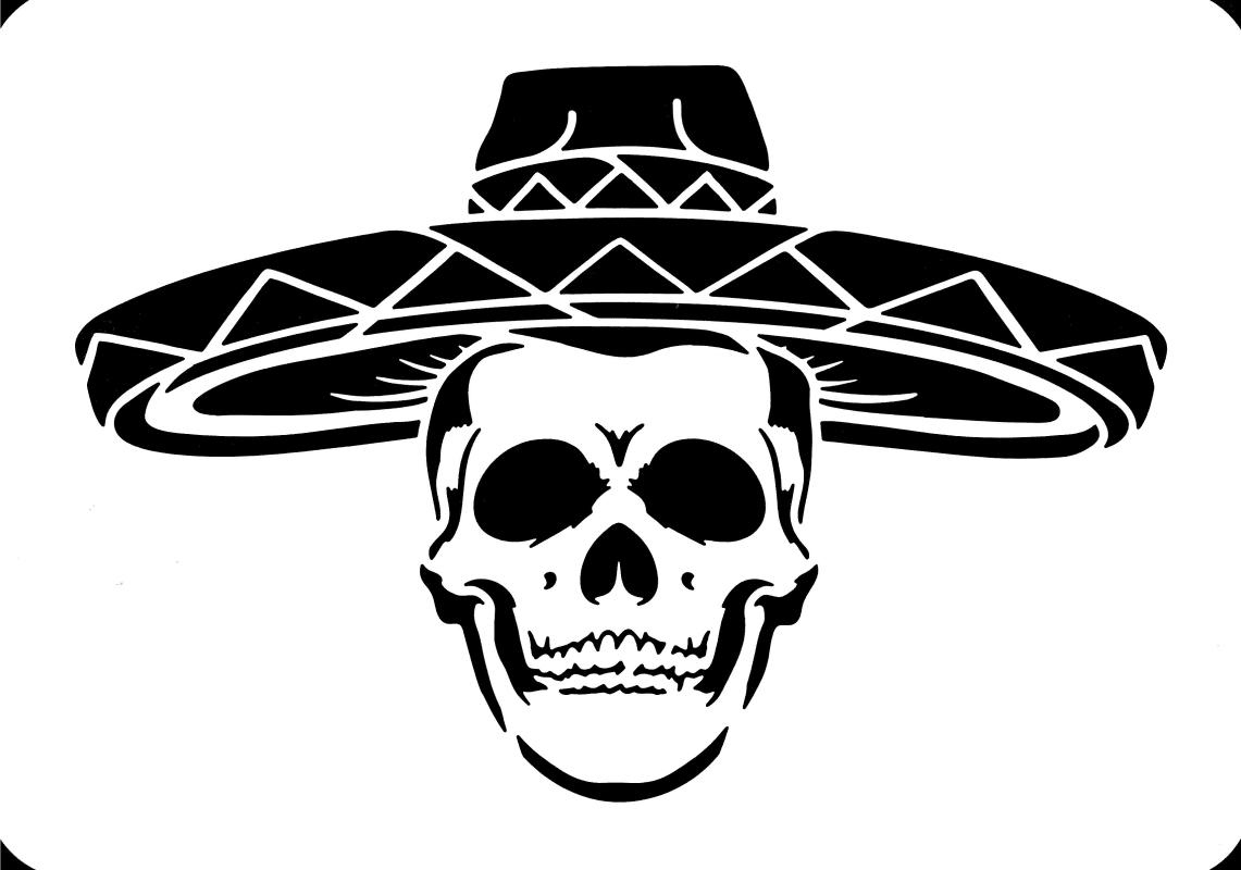 Totenkopf mit Sombrero DIN A 4